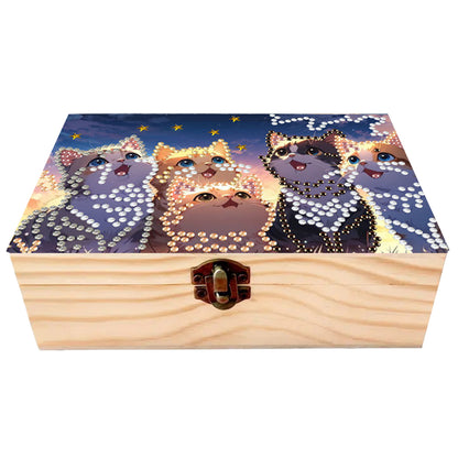 Kitty DIY Wooden 5D Diamond Art Diamond Art Storage Box for Adults Gifts Desktop
