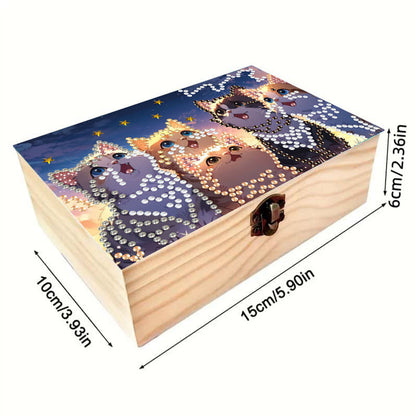 Kitty DIY Wooden 5D Diamond Art Diamond Art Storage Box for Adults Gifts Desktop