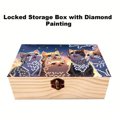 Kitty DIY Wooden 5D Diamond Art Diamond Art Storage Box for Adults Gifts Desktop