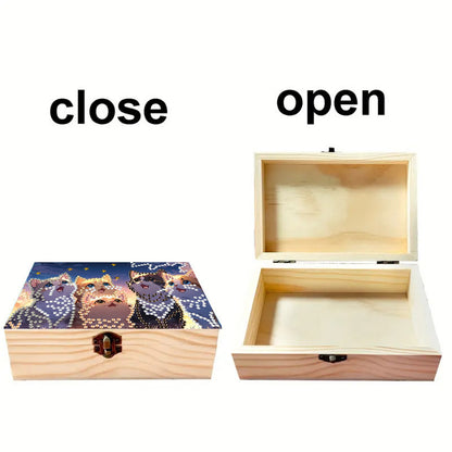 Kitty DIY Wooden 5D Diamond Art Diamond Art Storage Box for Adults Gifts Desktop