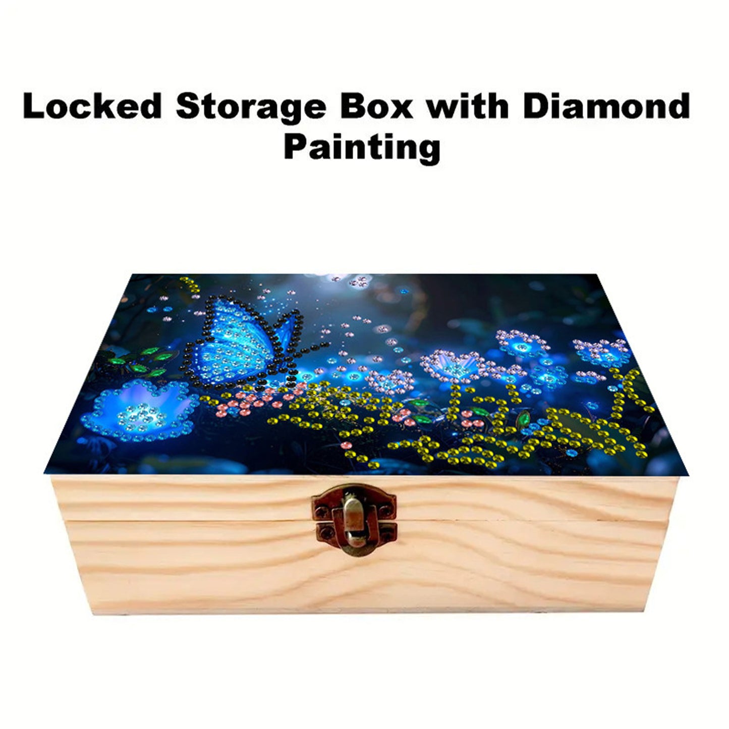 Butterflies Flowers DIY Wooden 5D Diamond Art Diamond Art Storage Box for Adults