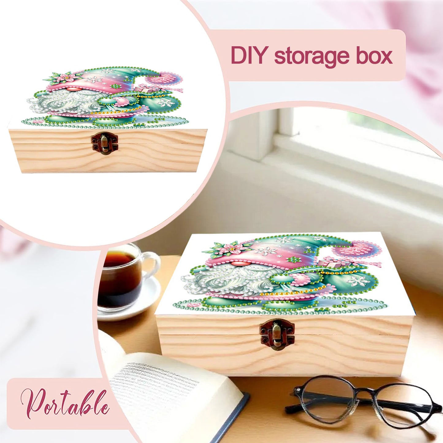 Goblin DIY Wooden 5D Diamond Art Diamond Art Storage Box for Adult Desktop Decor