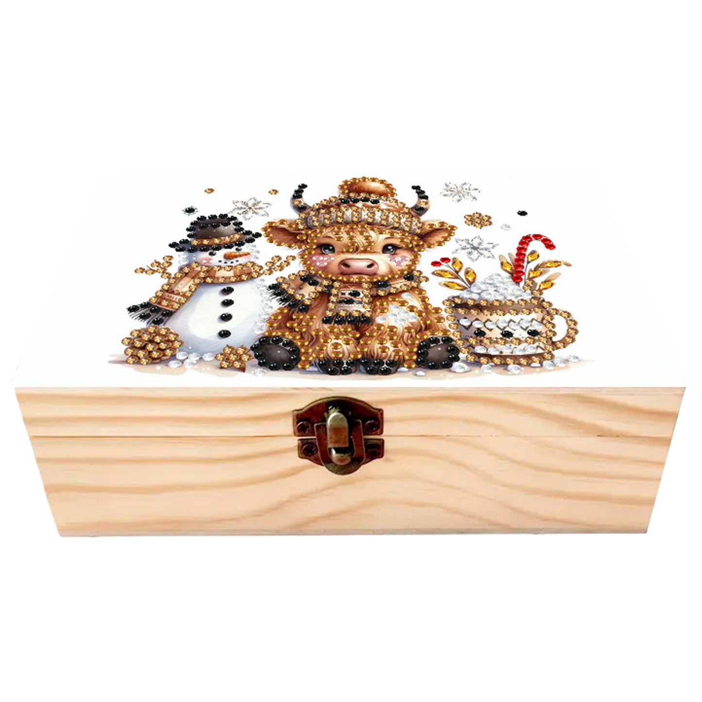 Cows and Snowmen DIY Wooden 5D Diamond Art Diamond Art Storage Box for Adults