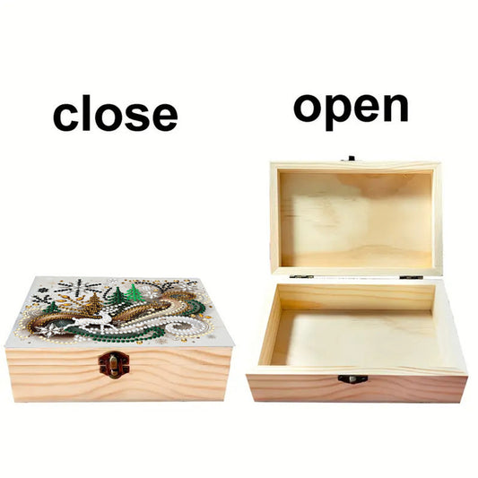 Deer DIY Wooden 5D Diamond Art Diamond Art Storage Box for Adults Gifts Desktop