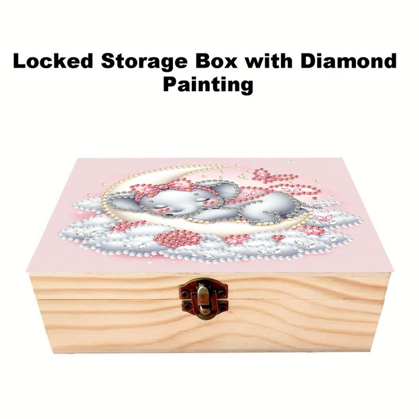 Moon Elephant DIY Wooden 5D Diamond Art Diamond Art Storage Box for Adults Gifts