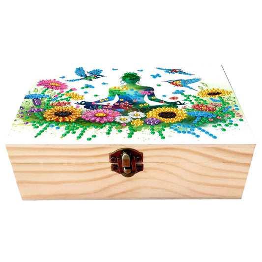 Mindful Sitting DIY Wooden 5D Diamond Art Diamond Art Storage Box for Adult Gift