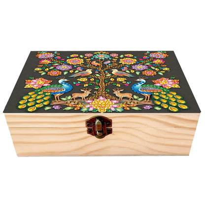 Peacocks and Trees DIY Wooden 5D Diamond Art Diamond Art Storage Box for Adults