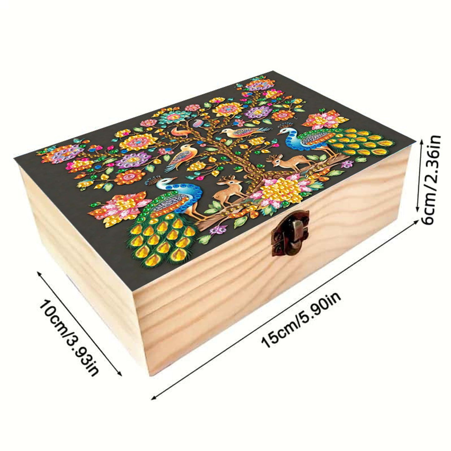 Peacocks and Trees DIY Wooden 5D Diamond Art Diamond Art Storage Box for Adults