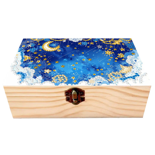 Black Night Stars DIY Wooden 5D Diamond Art Diamond Art Storage Box for Adults