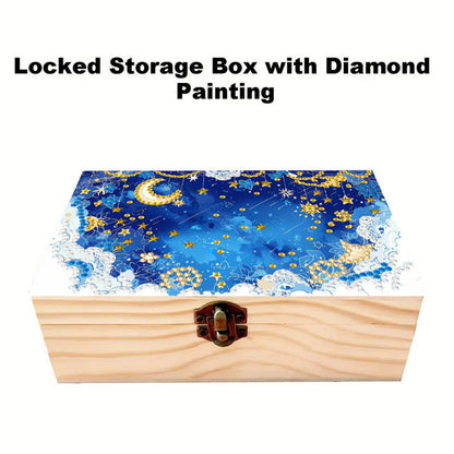 Black Night Stars DIY Wooden 5D Diamond Art Diamond Art Storage Box for Adults
