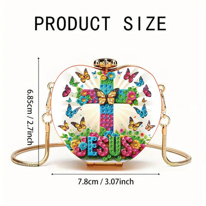 Cross DIY Acrylic Love Art Diamond Painting Coin Purse with Chain for Women Girl