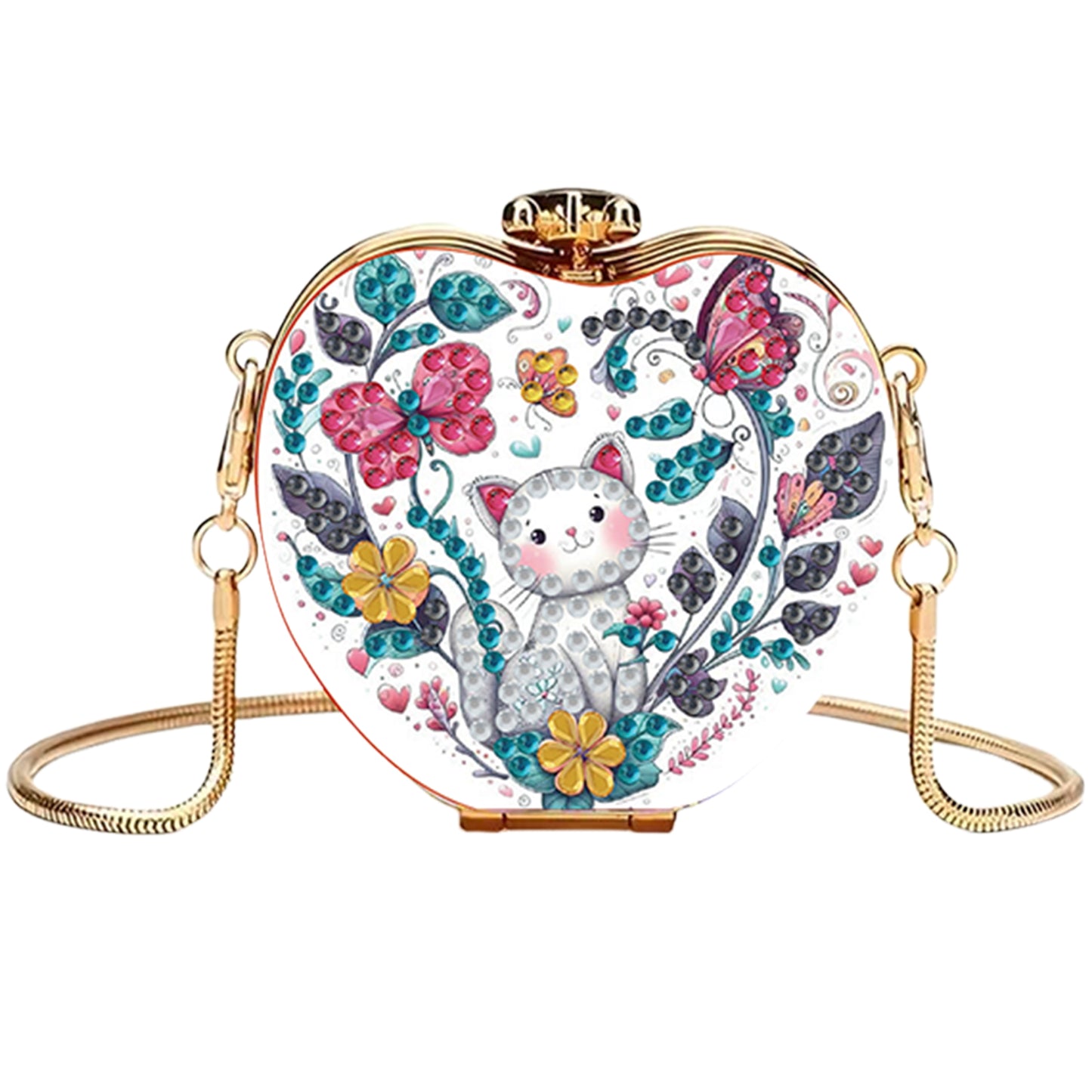 Cat DIY Acrylic Love Art Diamond Painting Coin Purse with Chain for Women Girl