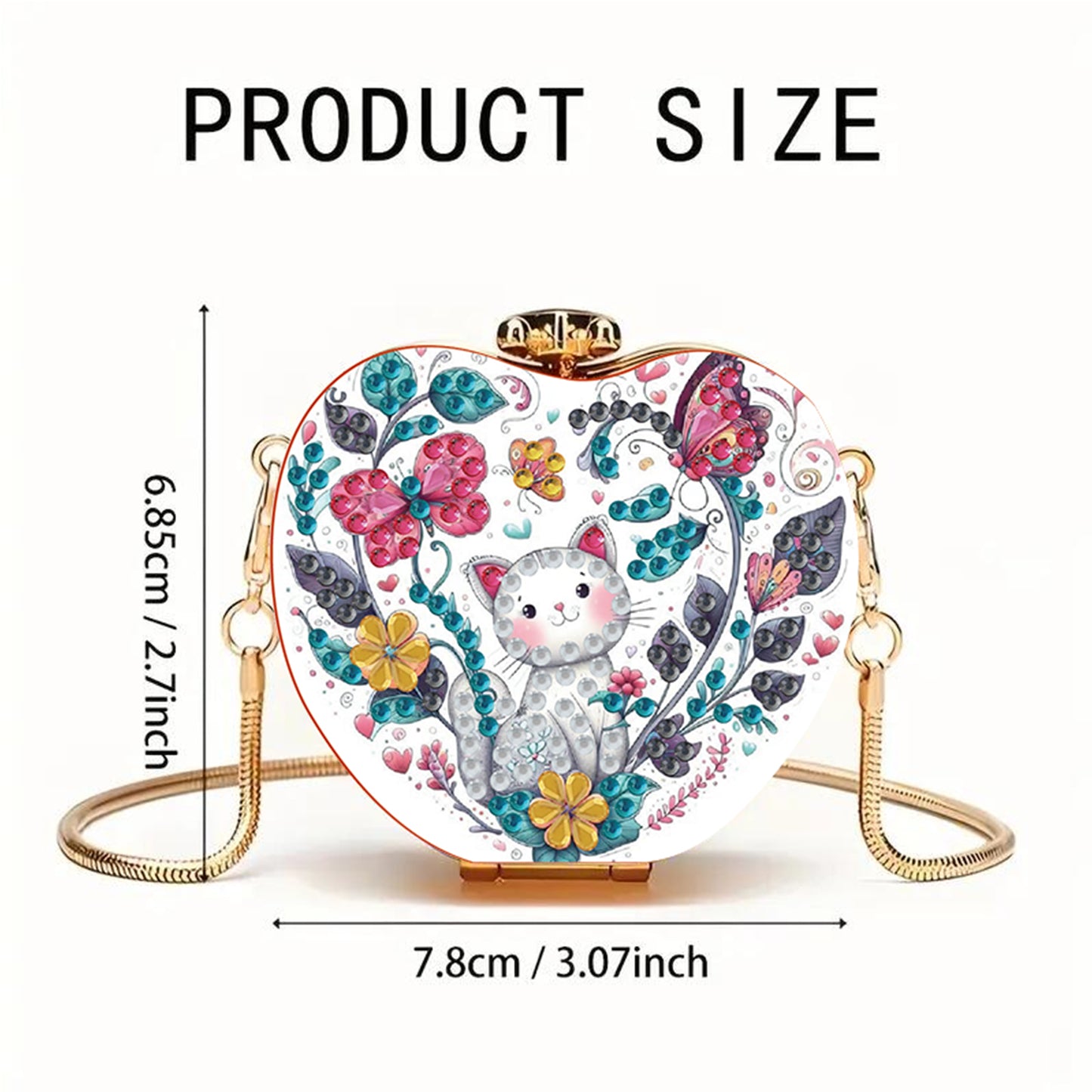 Cat DIY Acrylic Love Art Diamond Painting Coin Purse with Chain for Women Girl