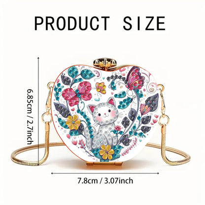 Cat DIY Acrylic Love Art Diamond Painting Coin Purse with Chain for Women Girl