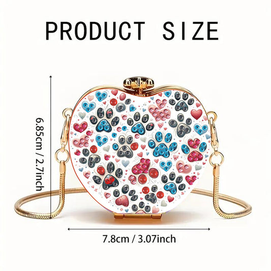 Cat Paw DIY Acrylic Love Art Diamond Painting Coin Purse with Chain for Women