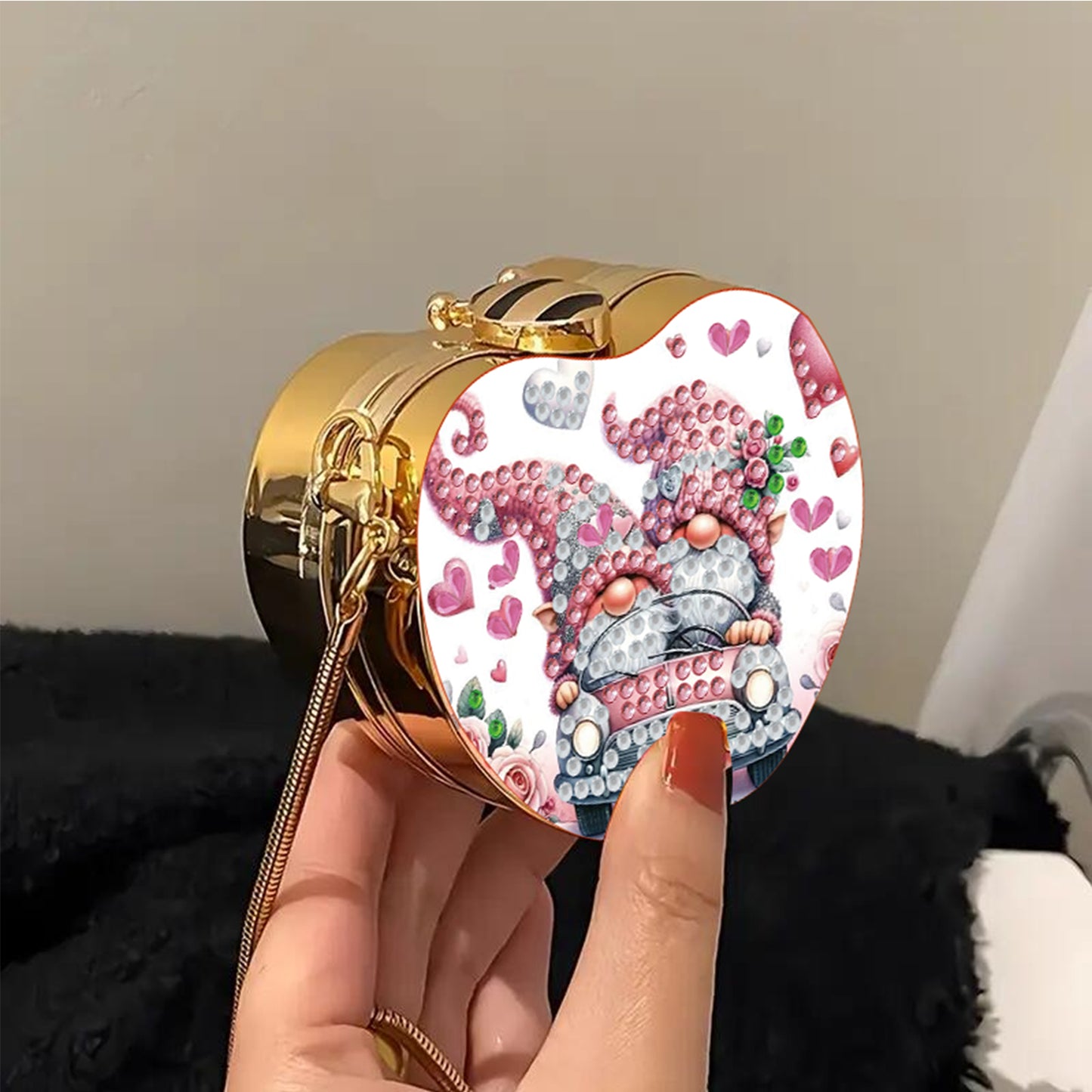 Two Goblins DIY Acrylic Love Art Diamond Painting Coin Purse w/ Chain for Women