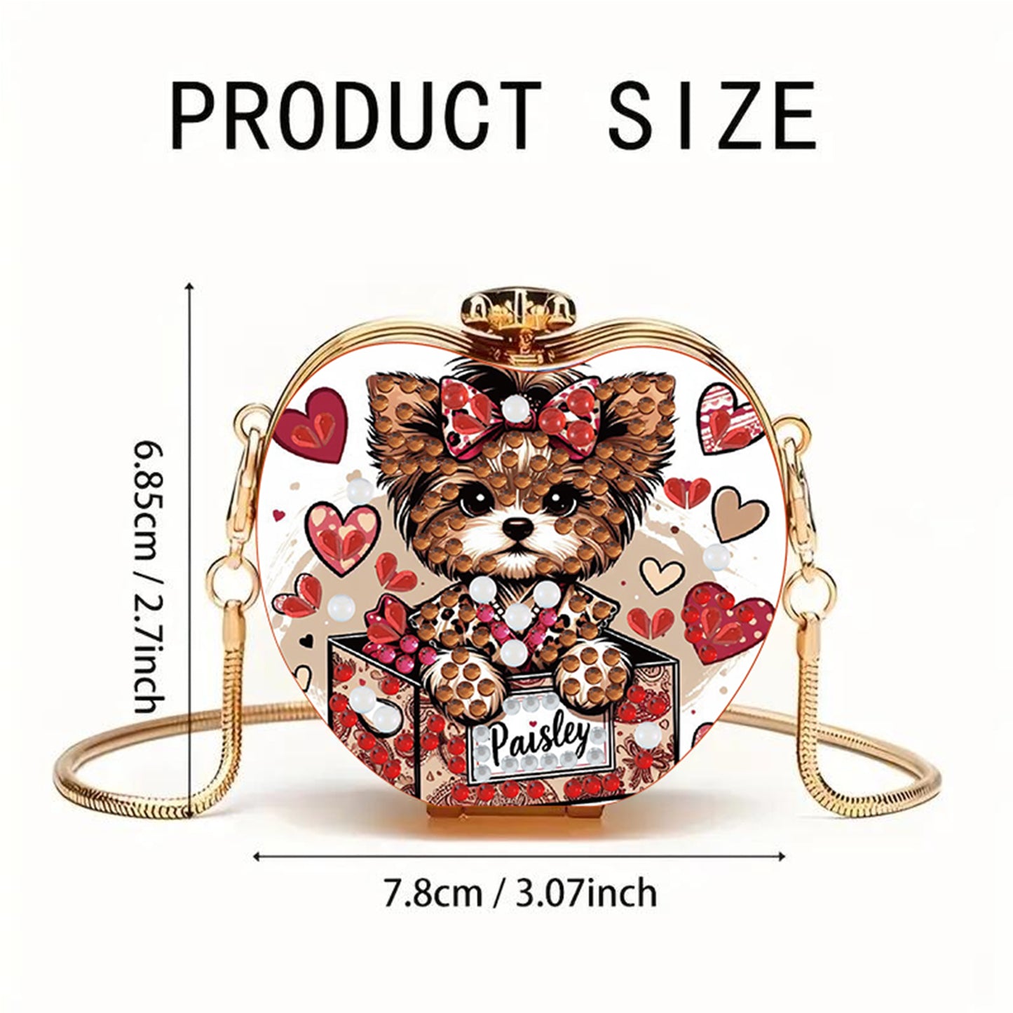 Dog DIY Acrylic Love Art Diamond Painting Coin Purse with Chain for Women Girl