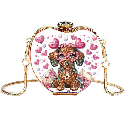 Dachshund DIY Acrylic Love Art Diamond Painting Coin Purse with Chain for Women