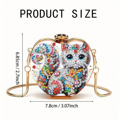 Cat DIY Acrylic Love Art Diamond Painting Coin Purse with Chain for Women Girls
