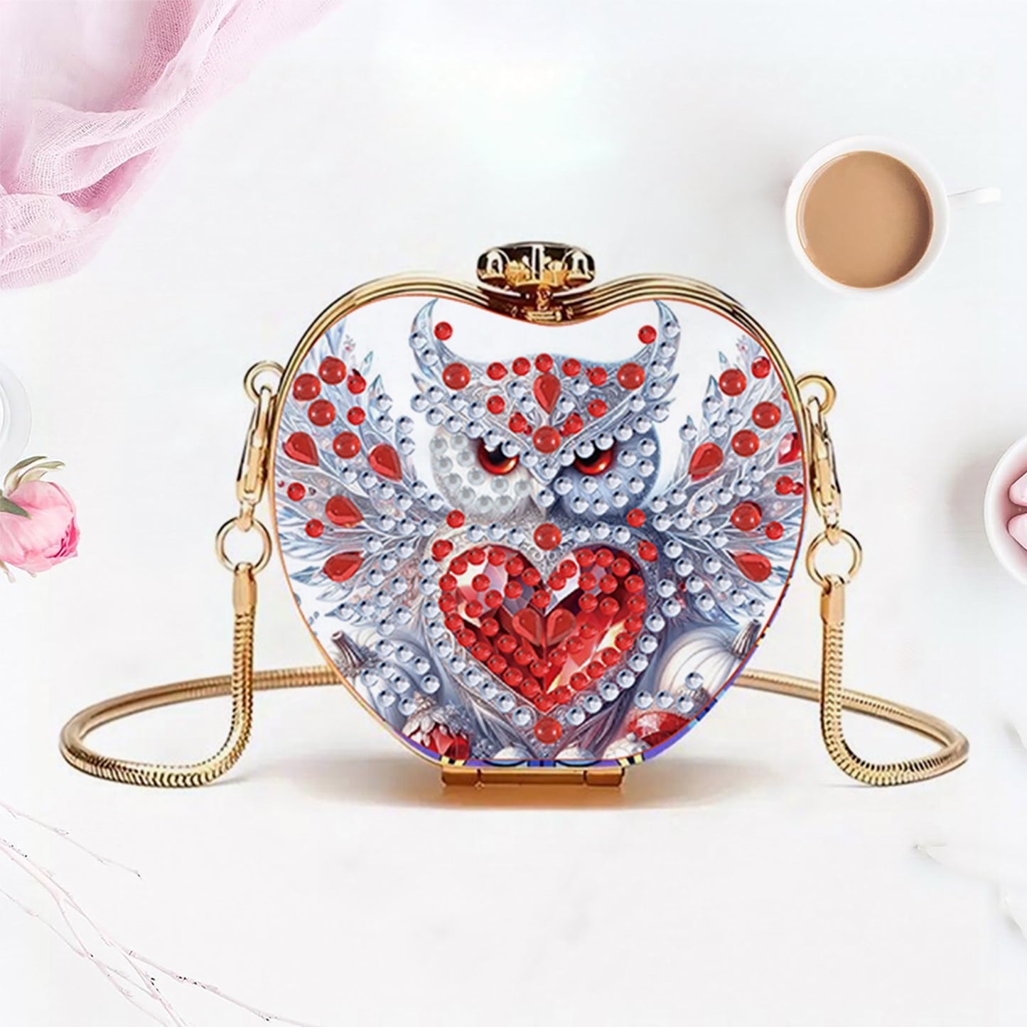 Owl DIY Acrylic Love Art Diamond Painting Coin Purse with Chain for Women Girls