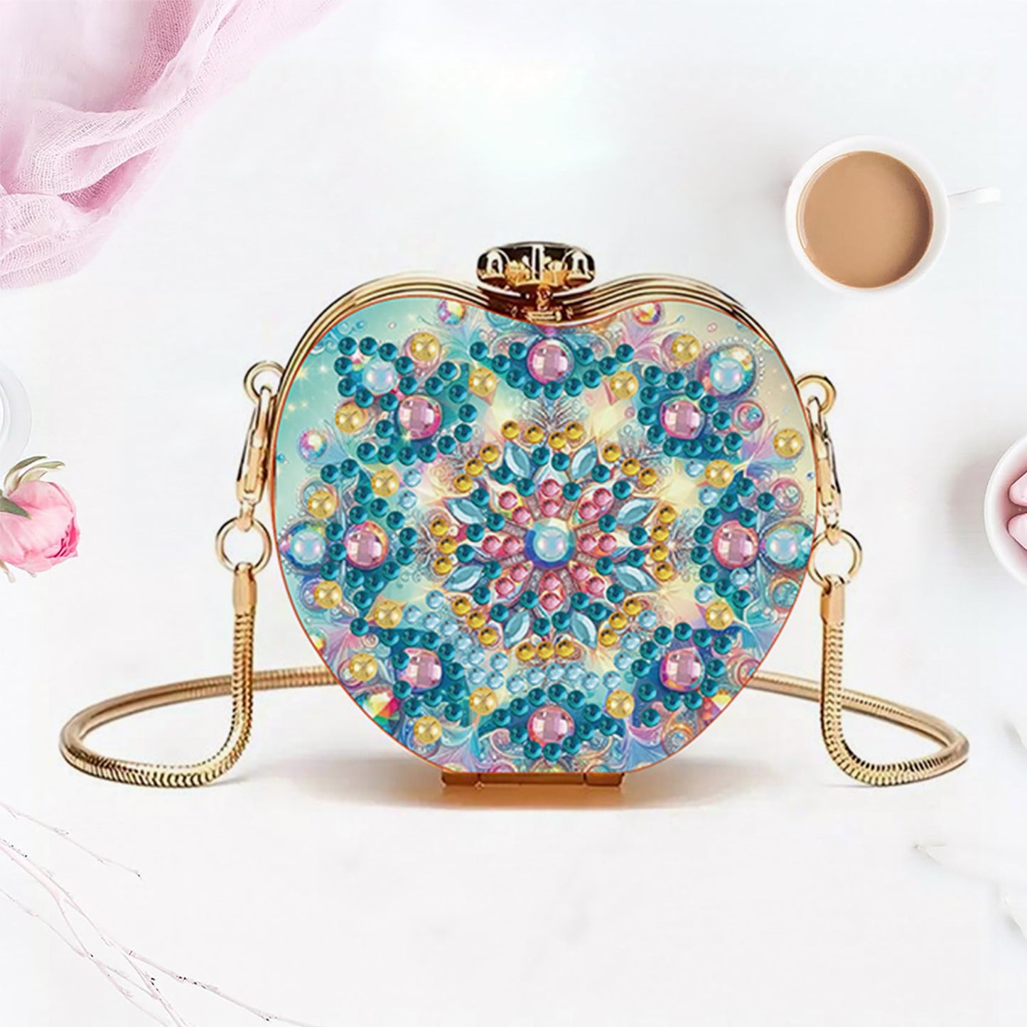 Mandala DIY Acrylic Love Art Diamond Painting Coin Purse with Chain for Women