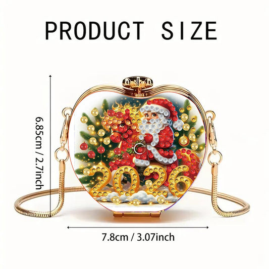 Santa Claus 2026 DIY Acrylic Love Diamond Painting Coin Purse w/ Chain for Women