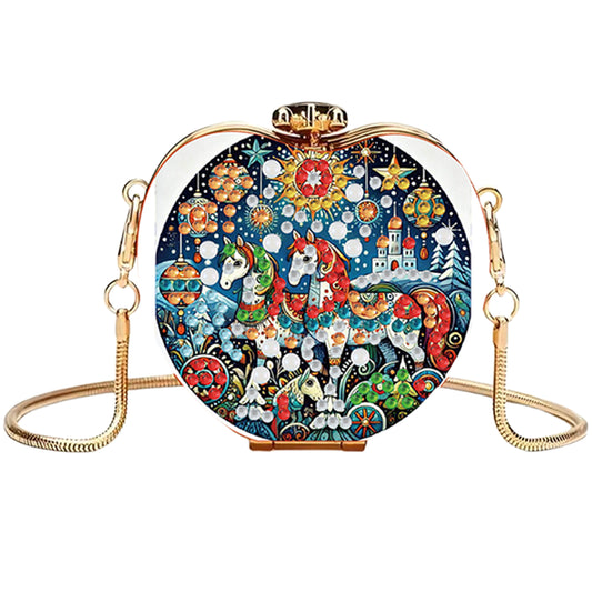 Horse DIY Acrylic Love Art Diamond Painting Coin Purse with Chain for Women Girl