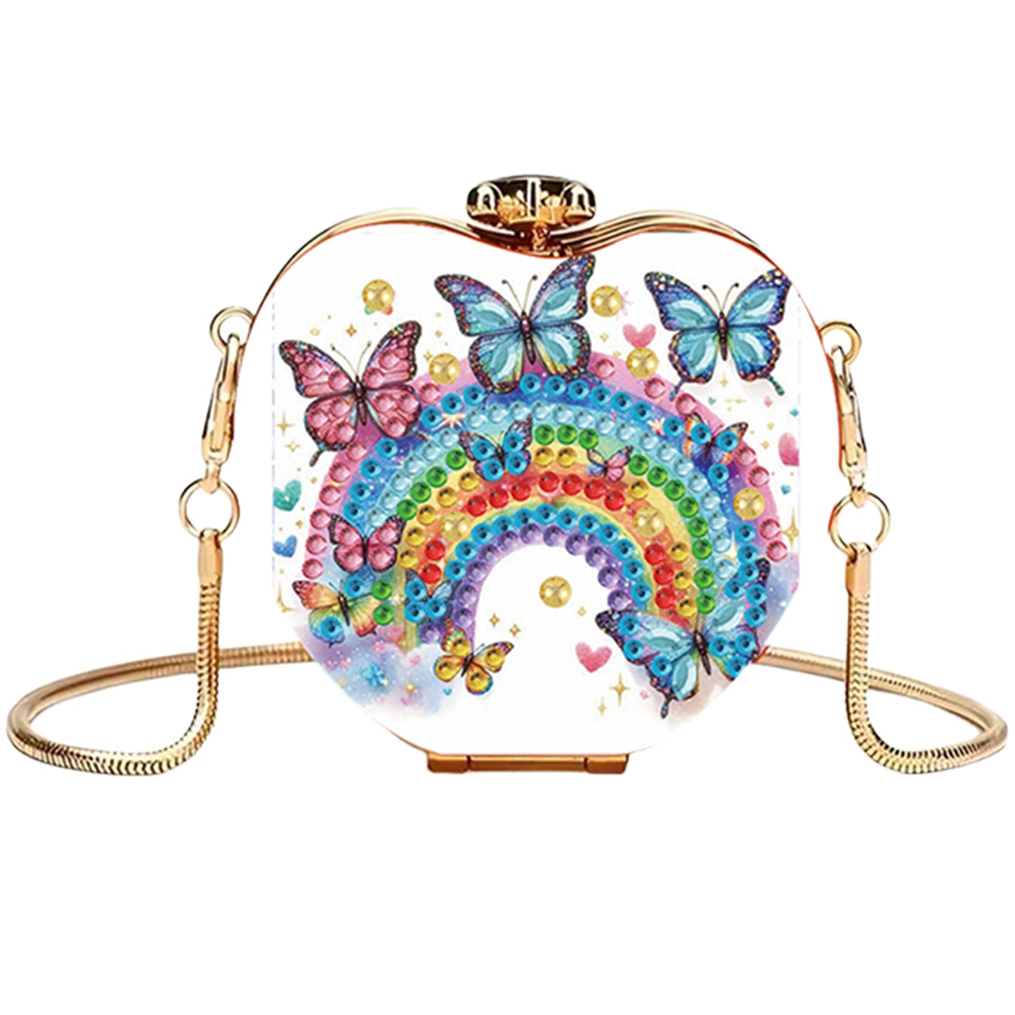 Rainbow DIY Acrylic Love Art Diamond Painting Coin Purse with Chain for Women