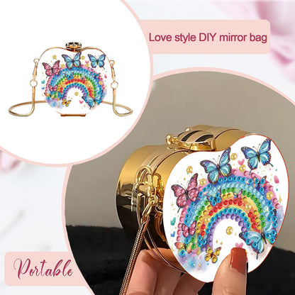 Rainbow DIY Acrylic Love Art Diamond Painting Coin Purse with Chain for Women