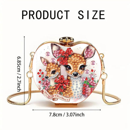 Reindeer DIY Acrylic Love Art Diamond Painting Coin Purse with Chain for Women