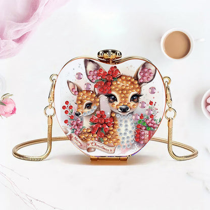 Reindeer DIY Acrylic Love Art Diamond Painting Coin Purse with Chain for Women