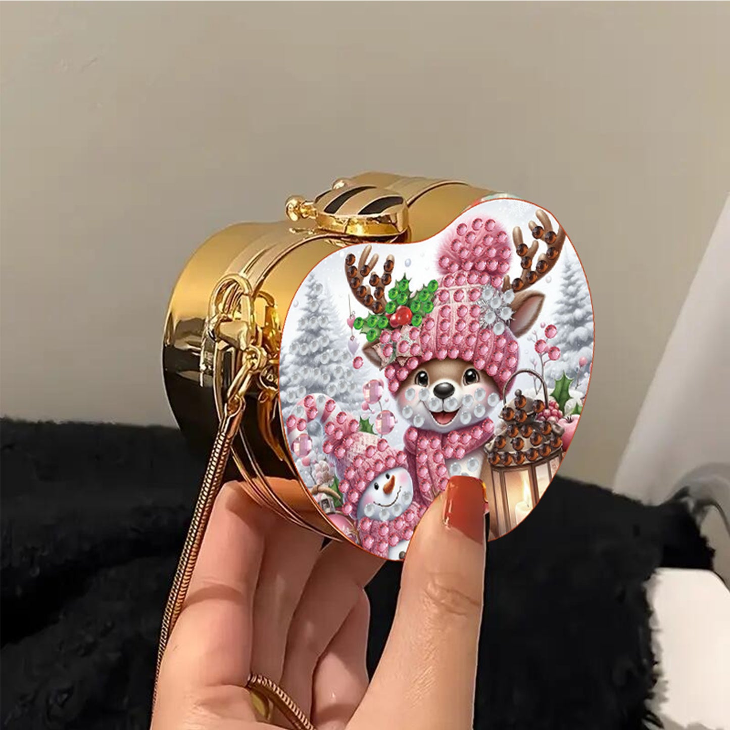 Deer DIY Acrylic Love Art Diamond Painting Coin Purse with Chain for Women Girl