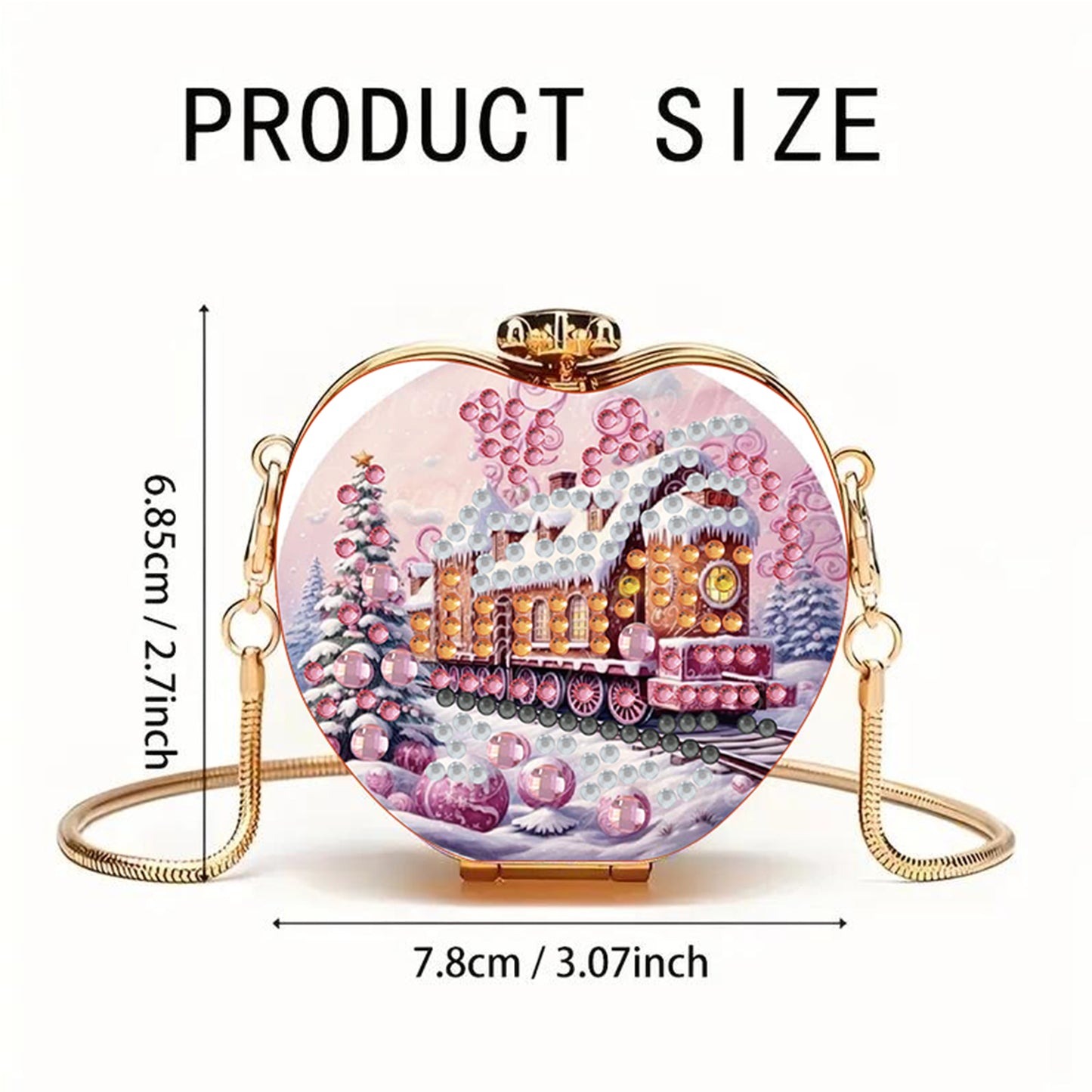 Train DIY Acrylic Love Art Diamond Painting Coin Purse with Chain for Women Girl