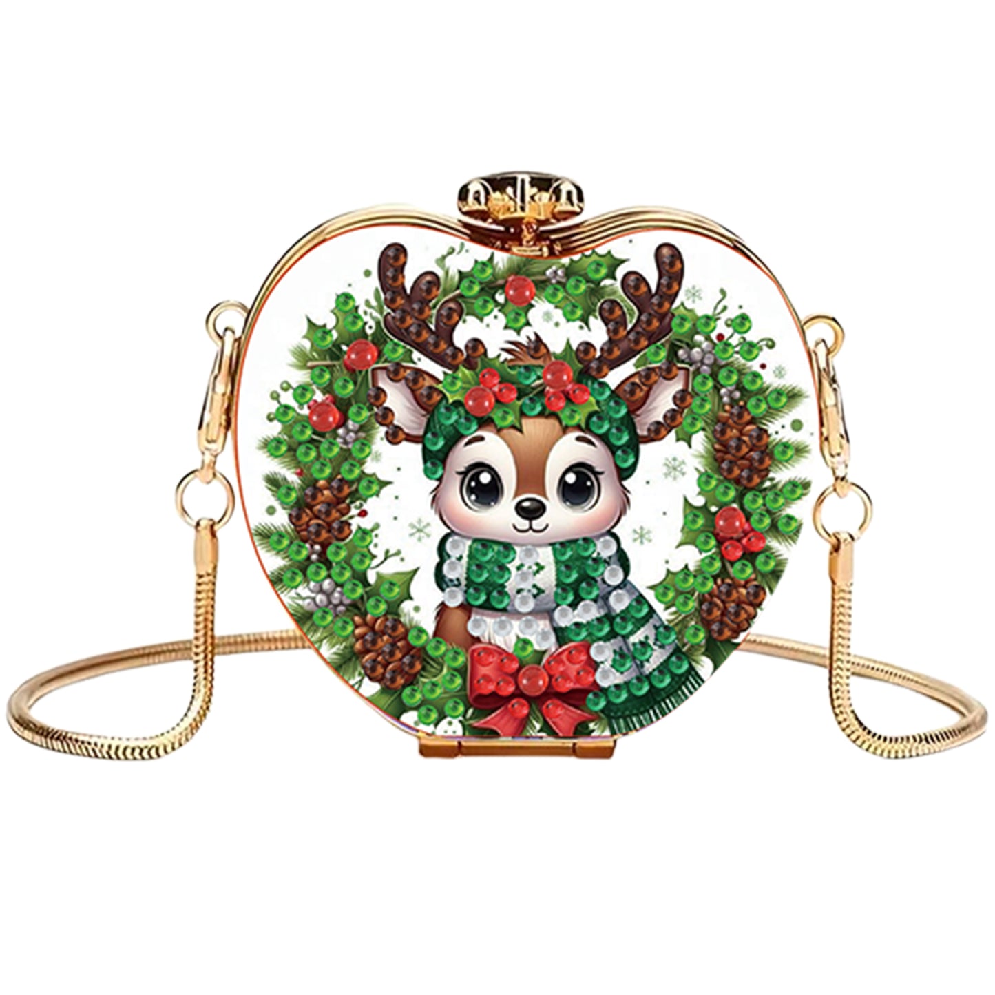 Xmas Reindeer DIY Acrylic Love Art Diamond Painting Coin Purse w/Chain for Women