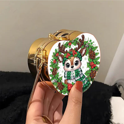 Xmas Reindeer DIY Acrylic Love Art Diamond Painting Coin Purse w/Chain for Women
