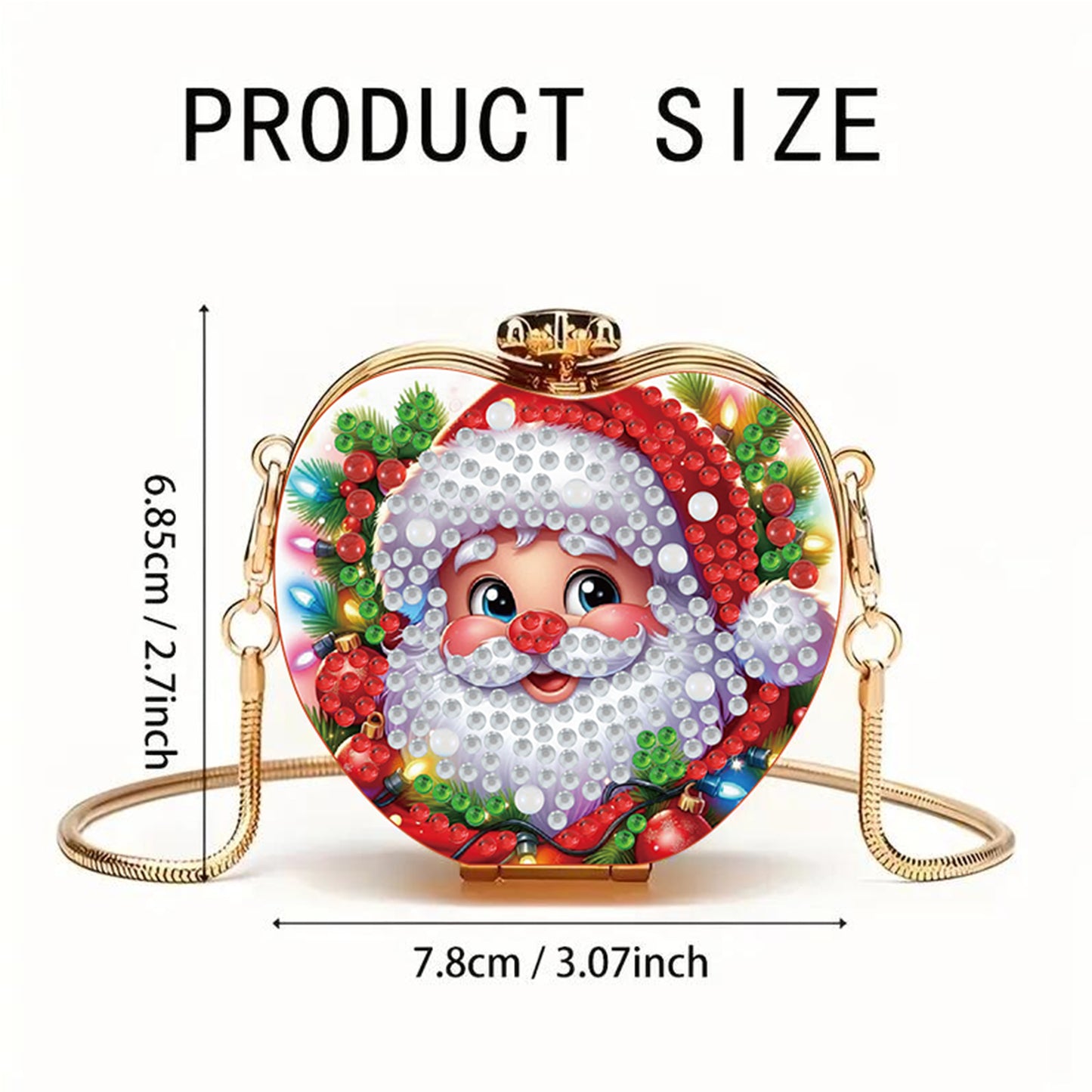 Santa Claus DIY Acrylic Love Art Diamond Painting Coin Purse w/ Chain for Women