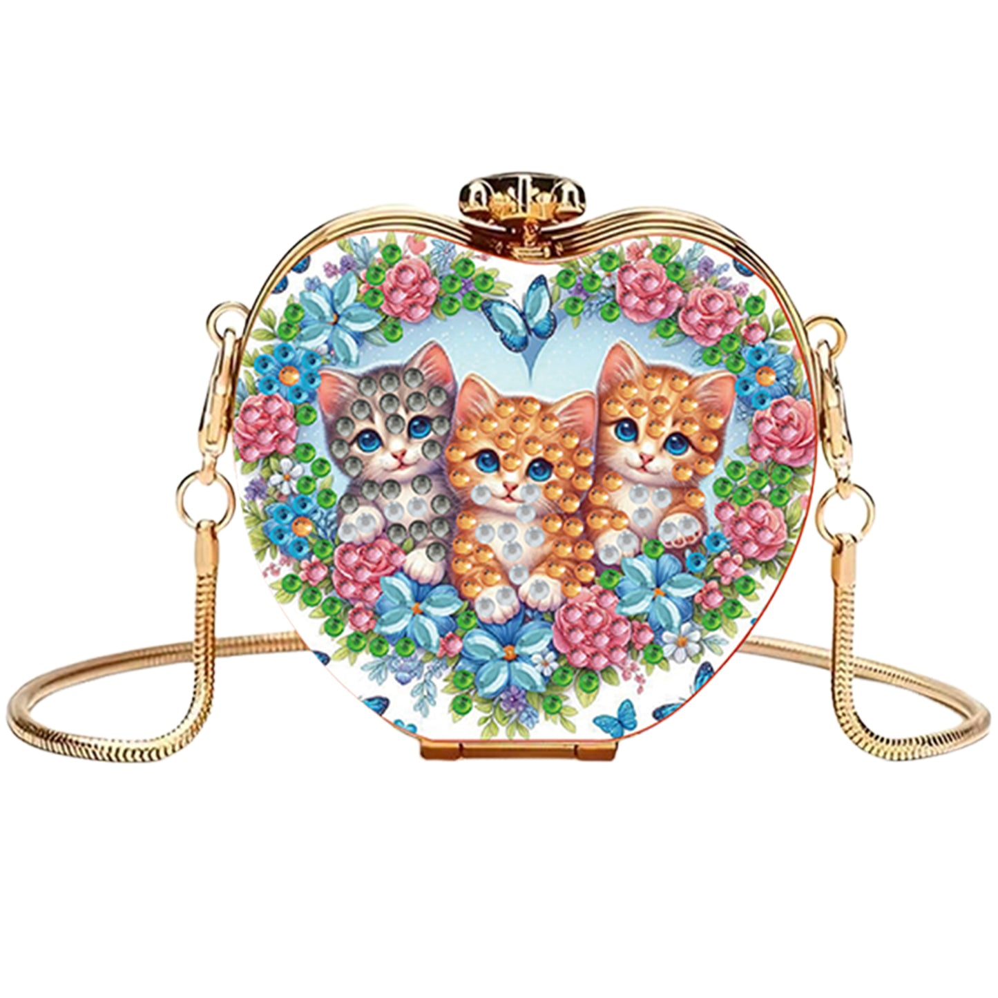 Three Cats DIY Acrylic Love Art Diamond Painting Coin Purse with Chain for Women