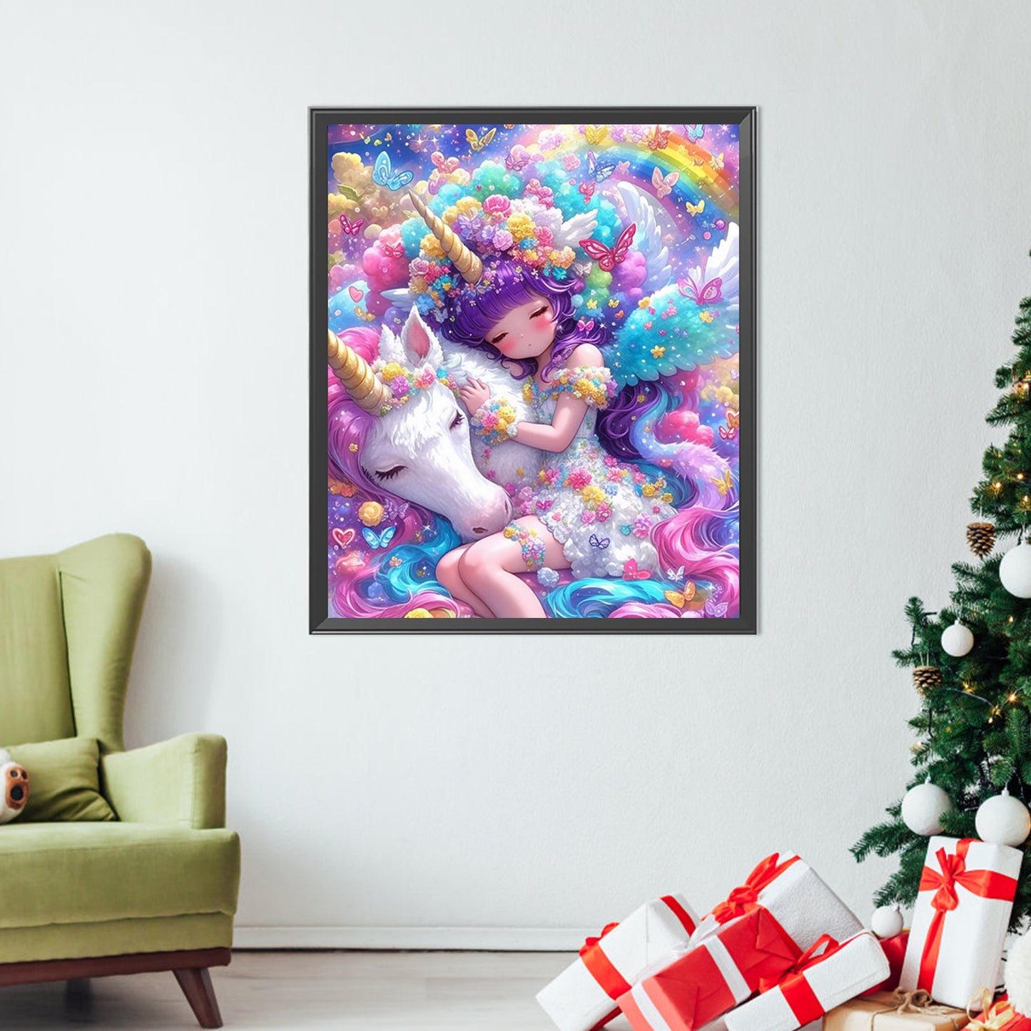 Rainbow Unicorn Girl - Partial AB Round Drill Diamond Painting 50*60CM