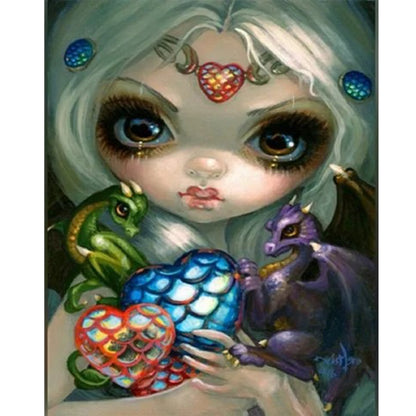 Girl And Dinosaur - Full Round Drill Diamond Painting 40*50CM
