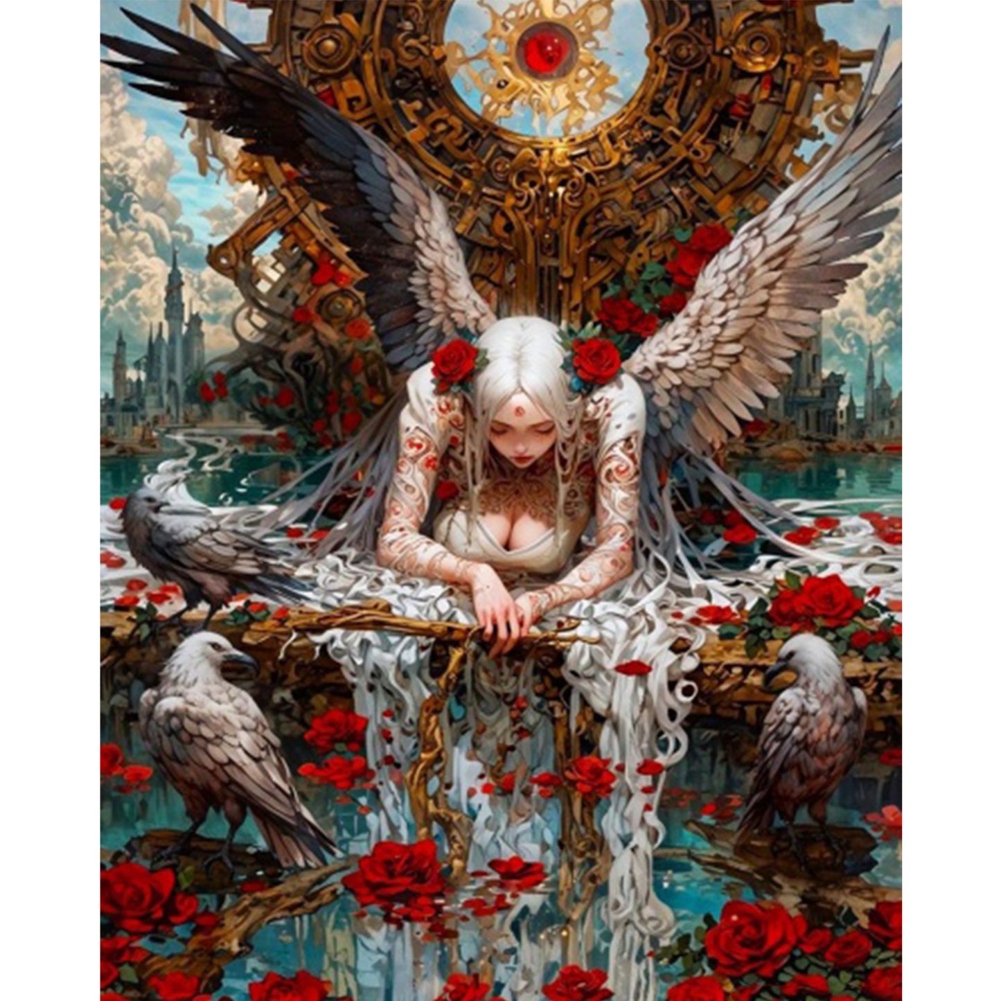 Rose And Angel - Full Square Drill Diamond Painting 40*50CM