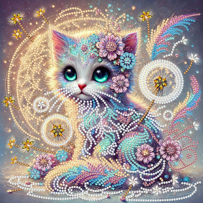 Dandelion Cat - Special Shaped Drill Diamond Painting 30*30CM
