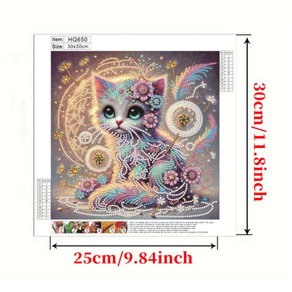 Dandelion Cat - Special Shaped Drill Diamond Painting 30*30CM