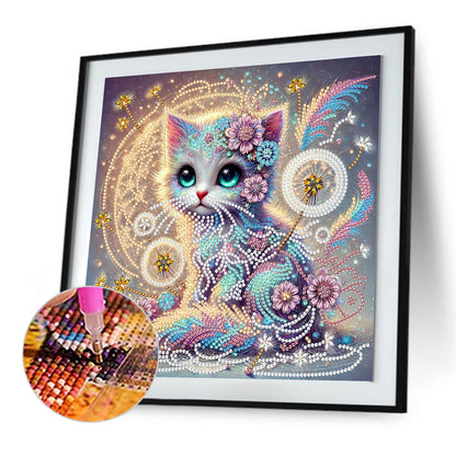 Dandelion Cat - Special Shaped Drill Diamond Painting 30*30CM
