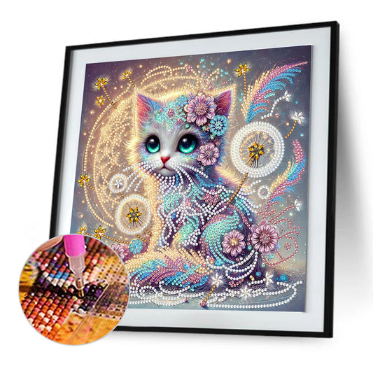 Dandelion Cat - Special Shaped Drill Diamond Painting 30*30CM
