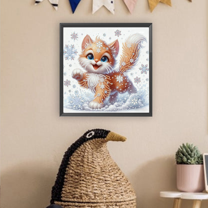 Snowflake Cat - Special Shaped Drill Diamond Painting 30*30CM