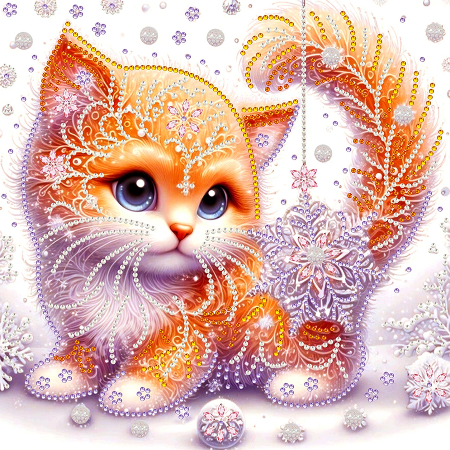 Snowflake Cat - Special Shaped Drill Diamond Painting 30*30CM