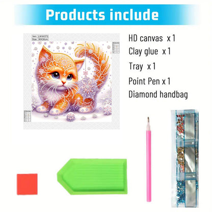 Snowflake Cat - Special Shaped Drill Diamond Painting 30*30CM