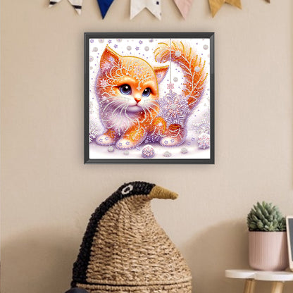 Snowflake Cat - Special Shaped Drill Diamond Painting 30*30CM