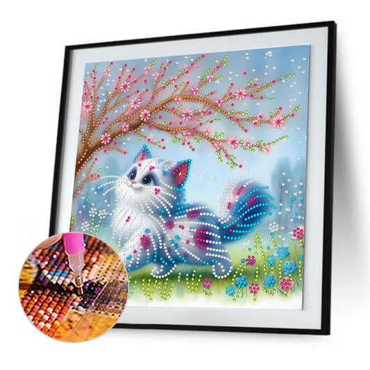 Spring Cat - Special Shaped Drill Diamond Painting 30*30CM