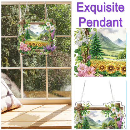 Rural Fields 2D Flat DIY Diamond Painting Kits Window Hanging for Home Decor